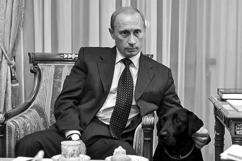 Putin y su labradora negra, Koni, durante una entrevista con The New York Times en octubre de 2003. Koni aparecía con él con frecuencia, incluso durante reuniones oficiales en su residencia.