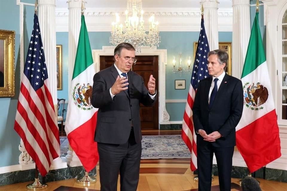 El Canciller Marcelo Ebrard con su contraparte de EU, Antony Blinken.