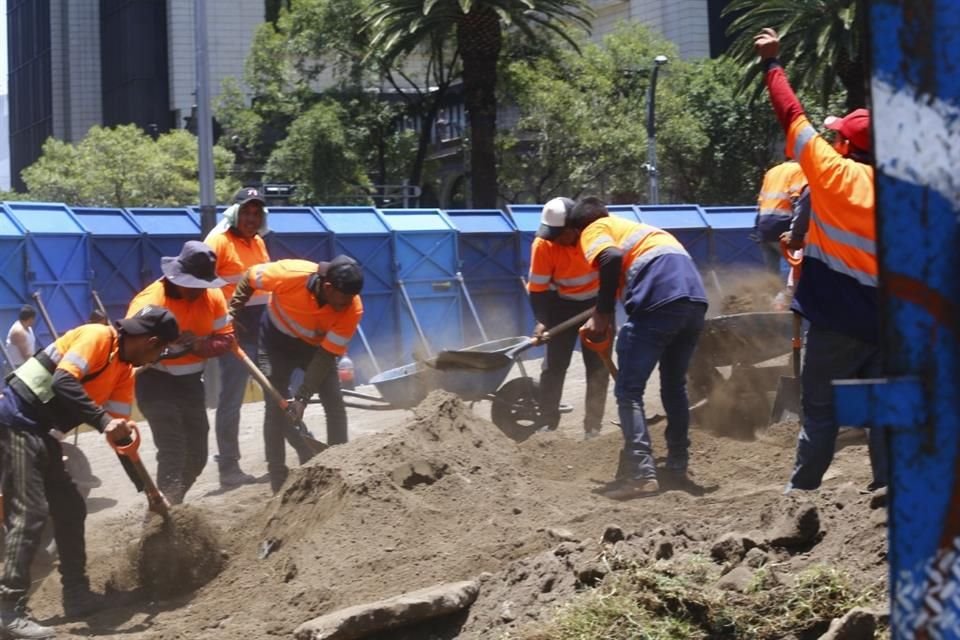 Personal de la CDMX alistaba ayer el espacio para sembrar el ahuehuete.