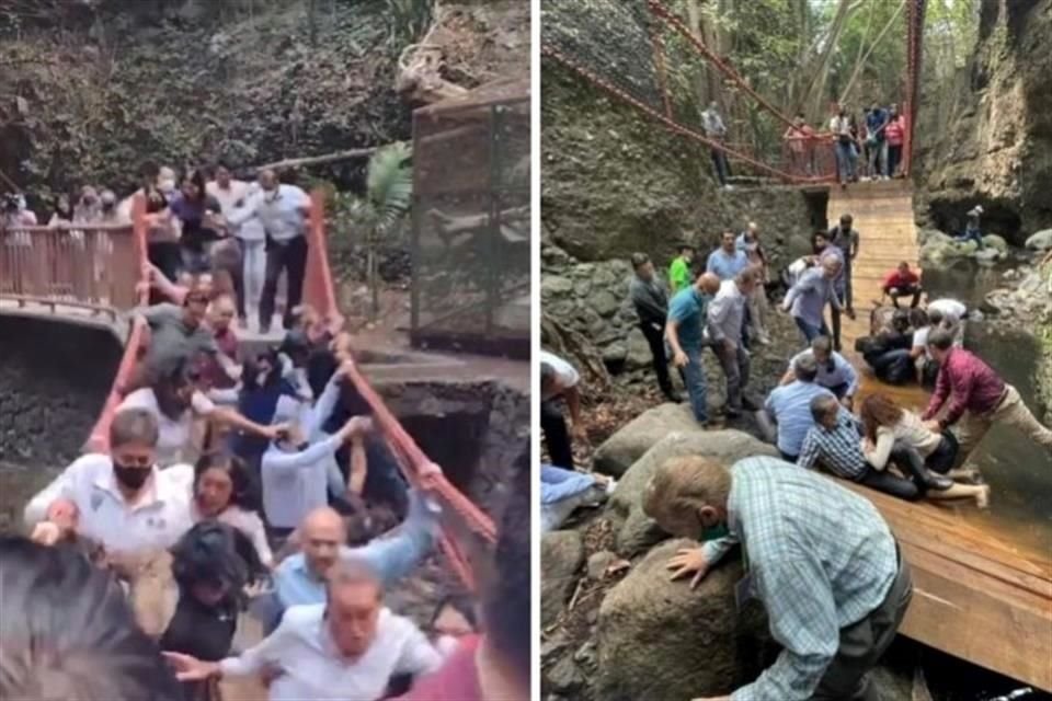 El puente colgante del Paseo Ribereño colapsó justo en el momento en que lo cruzaban el Alcalde Julio Urióstegui, su esposa Luz María Zagal, síndicos y regidores.