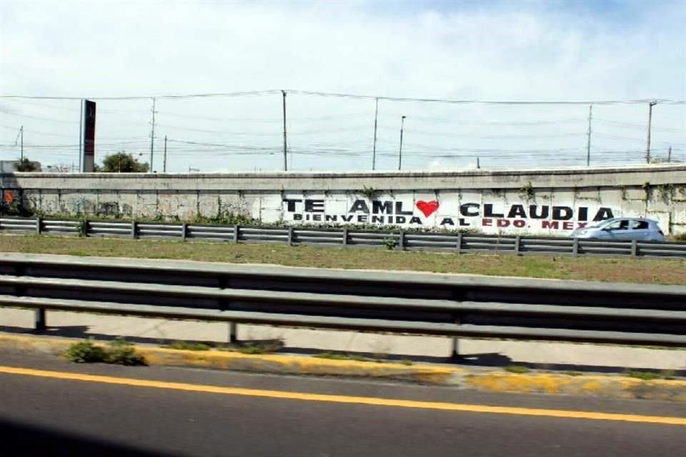 Las pintas en favor de Sheinbaum fueron hechas para el mitin en Toluca.