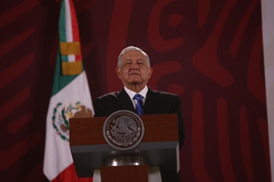 El Presidente Andrés Manuel López Obrador en conferencia de prensa desde Palacio Nacional.