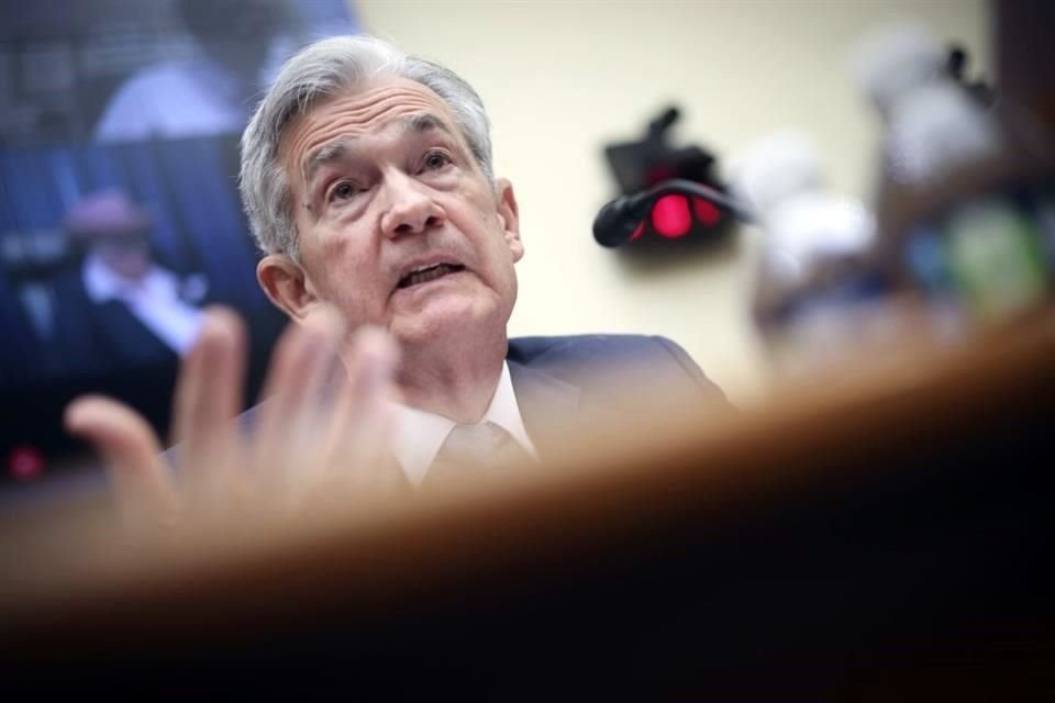 Jerome Powell, presidente de la Reserva Federal, habló durante un panel con la presidenta del BCE, Christine Lagarde, y el gobernador del Banco de Inglaterra, Andrew Bailey.