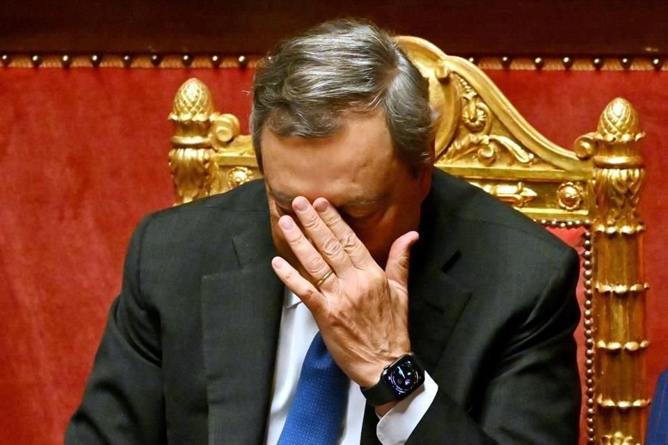 El primer Ministro de Italia, Mario Draghi , durante un debate en el Parlamento este miércoles.