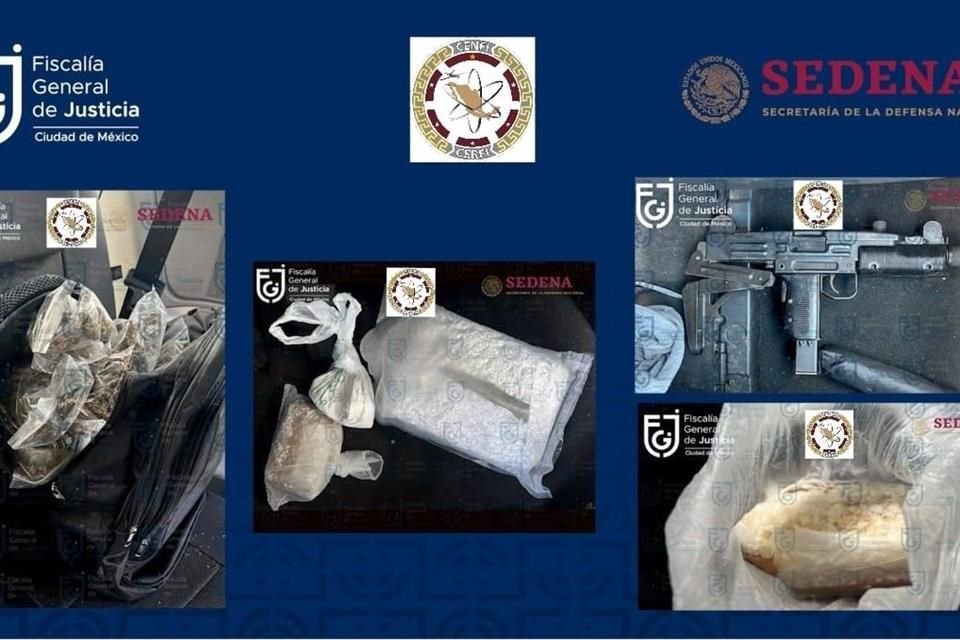 Al ser detenido le encontraron dosis de posible mariguana y cocaína, así como un arma de fuego tipo subfusil.