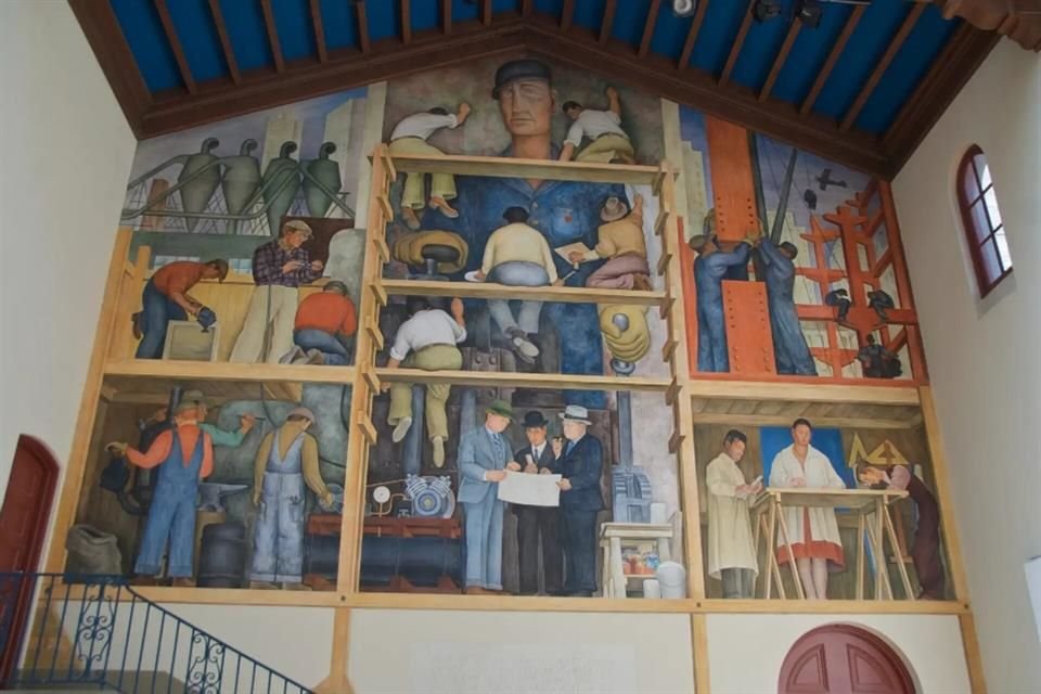 Mural de Diego Rivera, 'The making of a fresco showing the building of a city'.