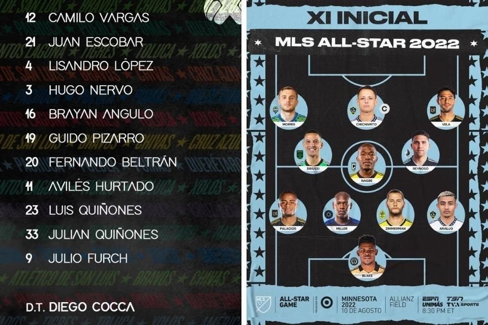 Javier Hernández, Carlos Vela y Julián Araujo fueron titulares con el equipo de la MLS.