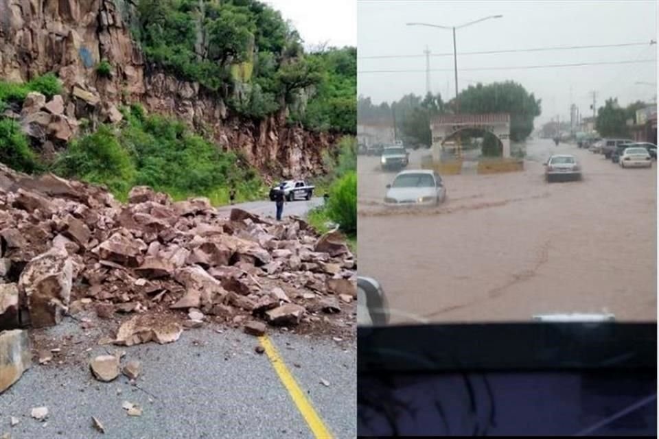 Las inundaciones y derrumbes afectaron la movilidad de personas en municipios del centro y sur de Sonora.