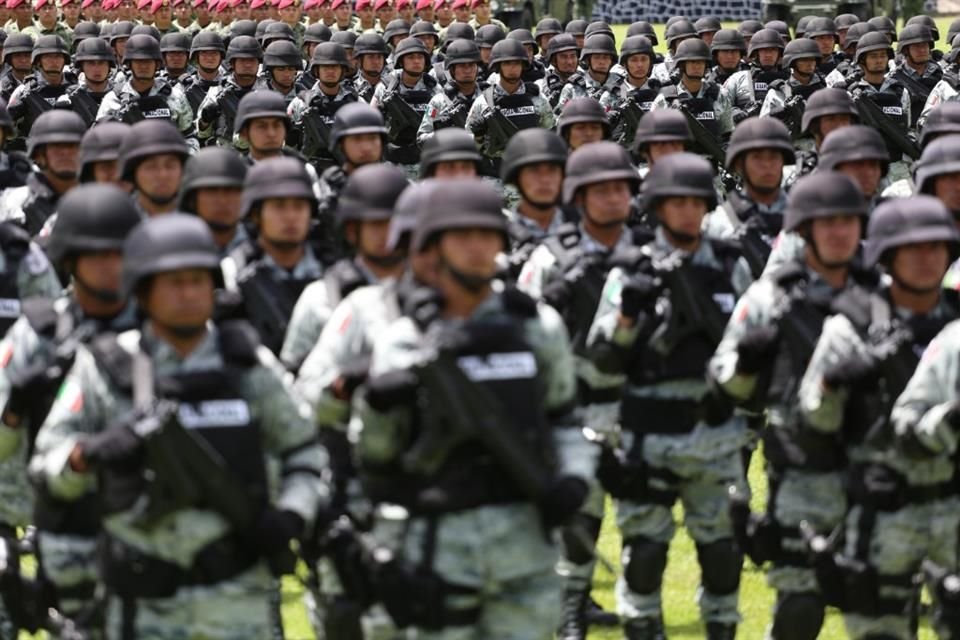 Aspecto de elementos de la Guardia Nacional, durante la ceremonia.