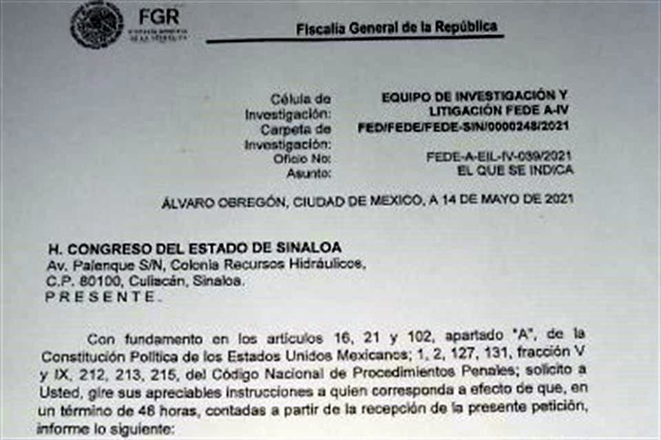 La FGR pidió a Congreso local un informe sobre tarjetas de apoyo alimentario 'Puro Sinaloa' entregadas por Gobierno de Ordaz Coppel, tras denuncia de representante de Morena.