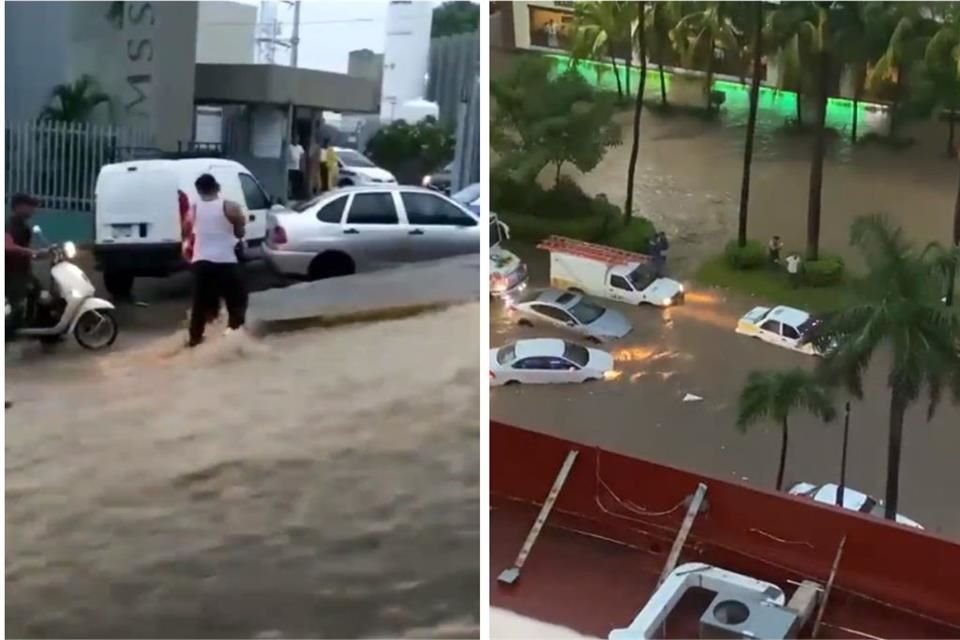 En Acapulco, algunas vías principales resultaron inundadas, luego de las intensas lluvias.