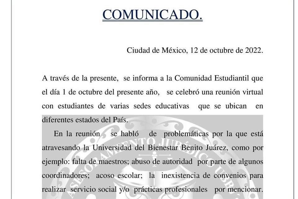 Red de estudiantes y egresados de Universidades del Bienestar acusaron deficiencias.