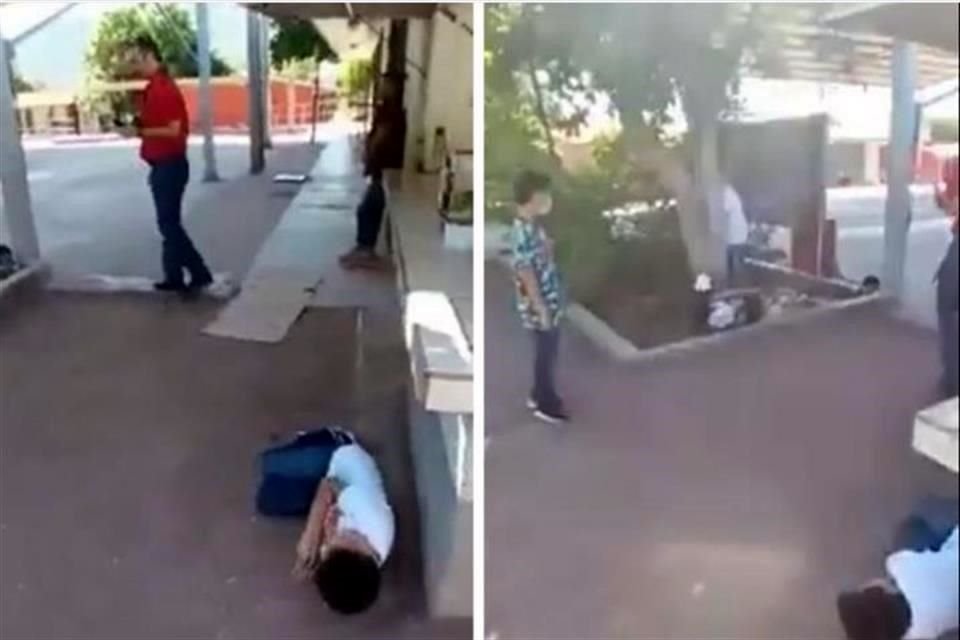 Niños de una primaria en Guaymas, Sonora, participaron en un simulacro de balacera que su maestro improvisó.