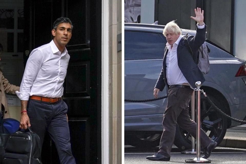 Rishi Sunak, ex Ministro de Finanzas del RU, y Boris Johnson, ex Primer Ministro, en una foto combinada.