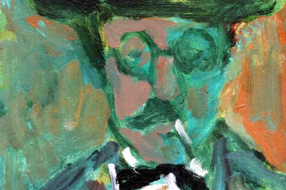 Fernando Pessoa en un óleo de Roberto Parodi. Detalle.