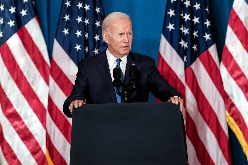 El Presidente Joe Biden durante un discurso para el partido Demócrata previo a las elecciones intermedias.
