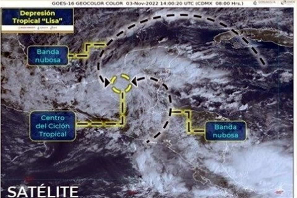 El huracán 'Lisa' se degradó a tormenta tropical. El SMN advirtió lluvias en 7 estados y de tipo torrencial el Tabasco y Chiapas.