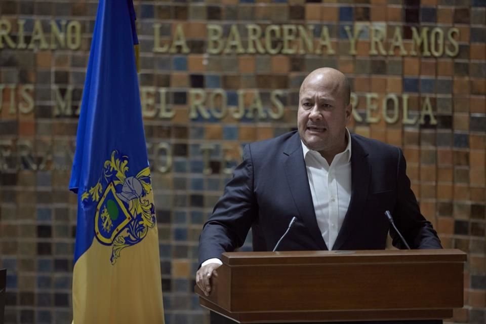 Enrique Alfaro, Gobernador de Jalisco, durante su cuarto Informe de Gobierno.