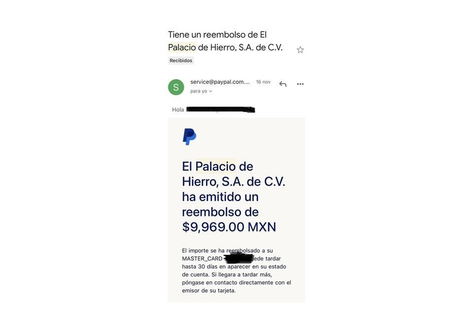 Un día después de hacer el pedido, la empresa lo canceló e hizo el reembolso.