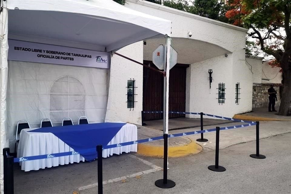 El módulo improvisado se instaló afuera de la Casa de Gobierno de Tamaulipas.