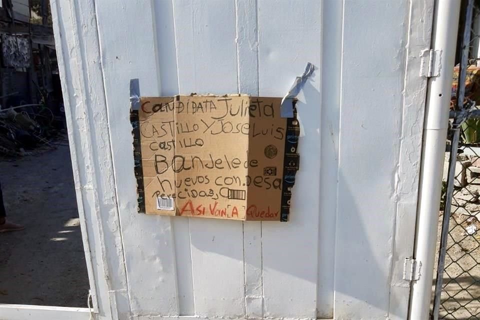 La amenaza escrita en un cartón fue dejada en el portón de entrada de la vivienda de la candidata.