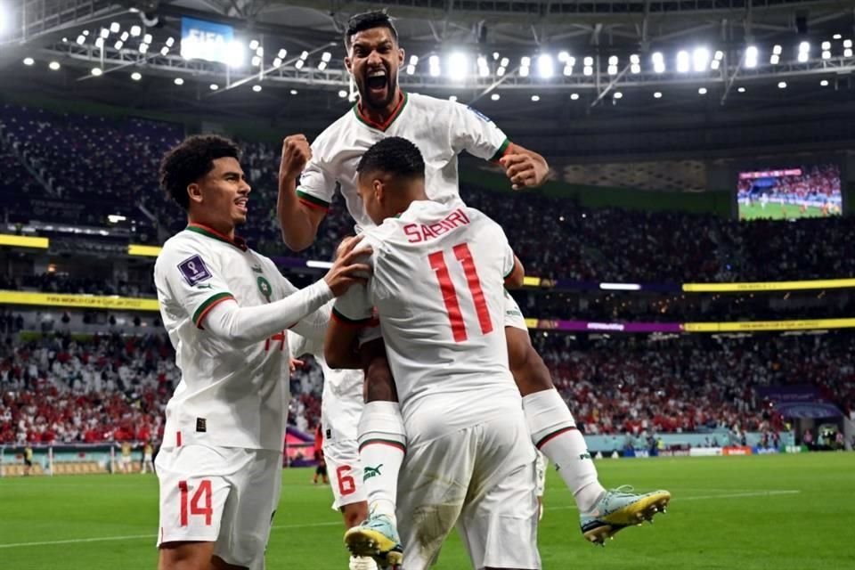 La euforia marroquí tras el gol de Abdelhamid Sabiri (11).