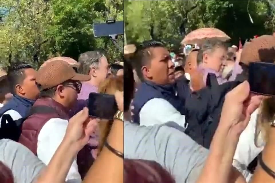 Momento de la agresión en contra del Canciller.