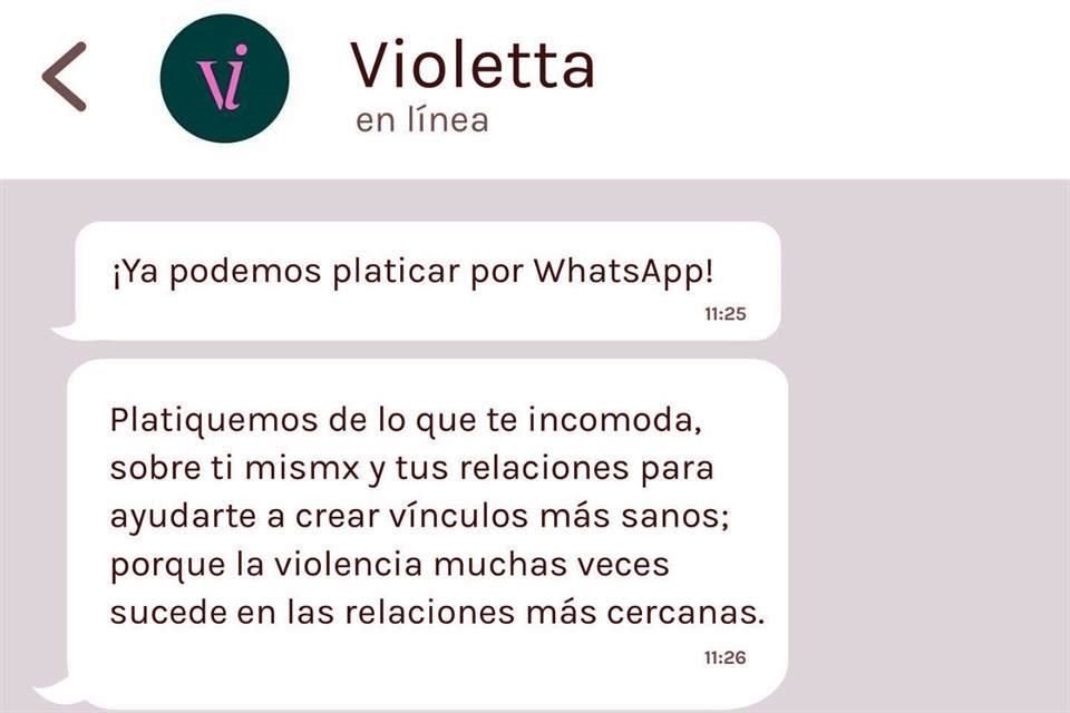 El chat de WhatsApp busca orientar a lo usuarios sobre relaciones libres de violencia.