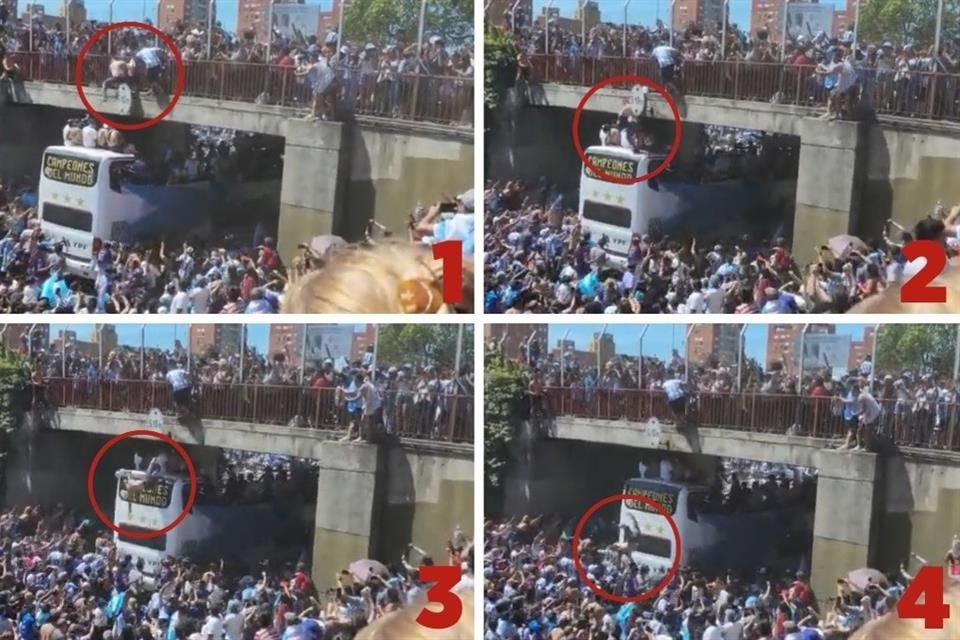 El desfile de la victoria en Argentina se suspendió luego de que la gente se salió de control con personas lanzándose de los puentes.