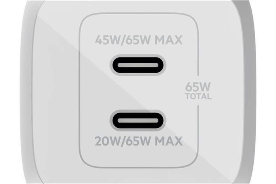 Cargador de pared con dos puertos USB-C GaN de 65 W BoostCharge Pro