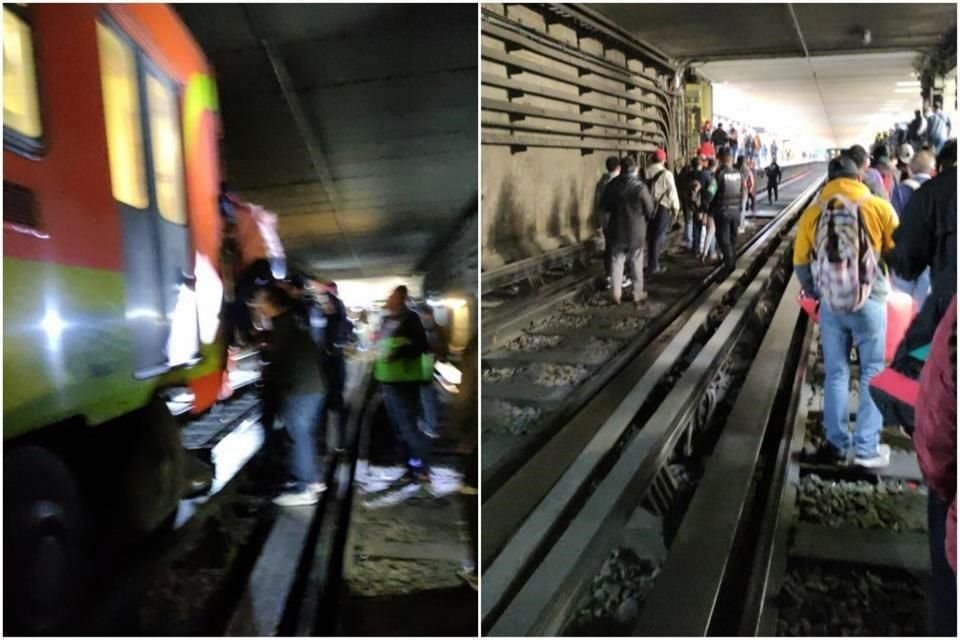 Usuarios bajaron de los trenes que se impactaron y caminaron sobre las vías del Metro.