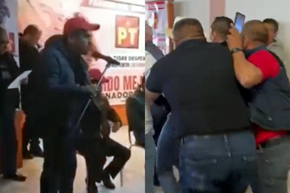 Tras tomar el micrófono y dirigirse contra el precandidato del PT, el hombre fue sacado del lugar.