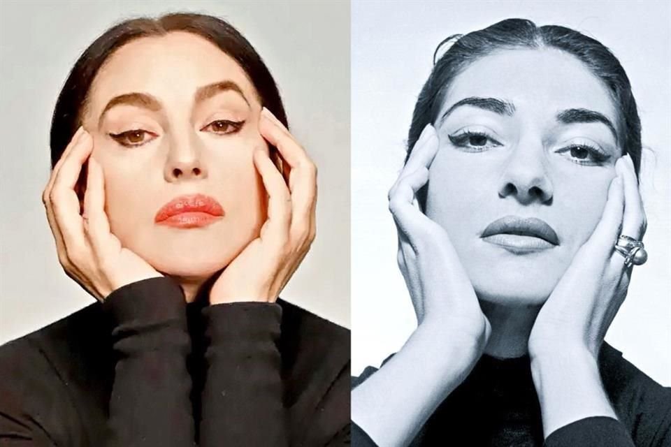 Presenta la actriz Monica Bellucci (izq.) por todo el mundo una obra sobre la icónica soprano estadounidense Maria Callas (der.).