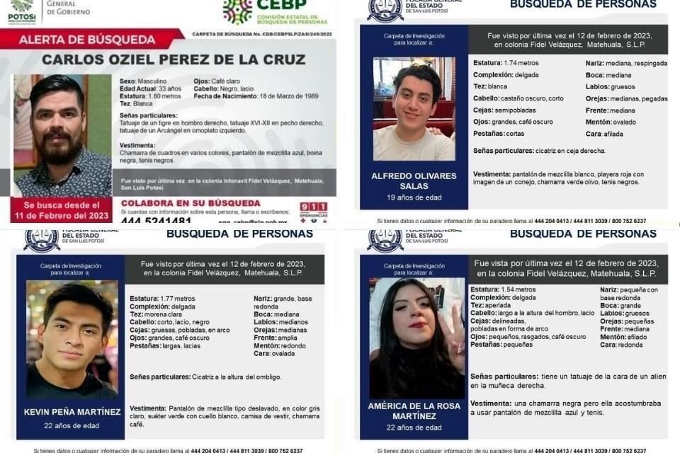 Los jóvenes desaparecieron el pasado 12 de febrero tras acudir a un club nocturno en la ciudad de Matehuala, en San Luis Potosí.