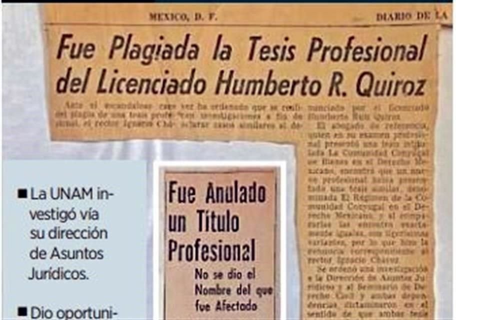 Diversos periódicos de la época publicaron que la UNAM sí anuló un examen profesional de licenciatura al comprobar plagio en tesis.