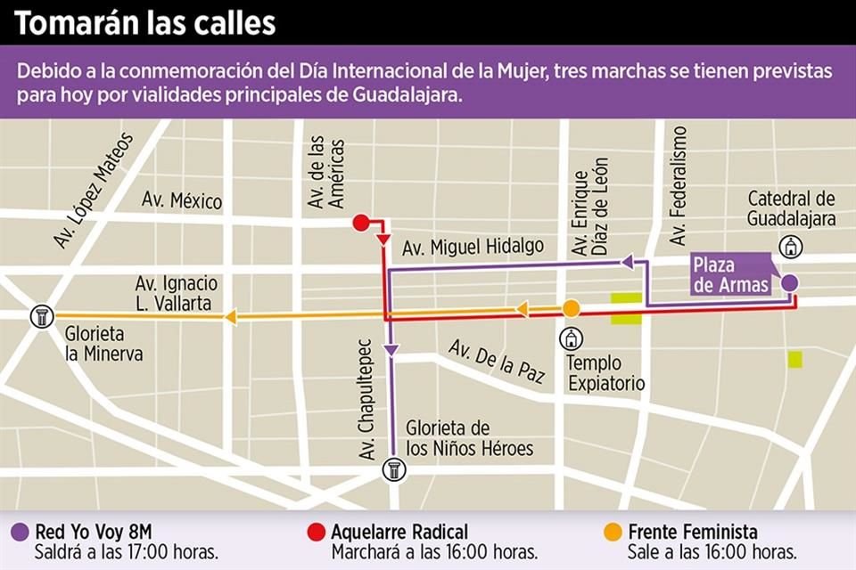 Estos son los recorridos que harán los tres grupos en Guadalajara.