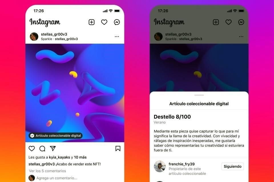 Implementación de los NFT en Instagram.