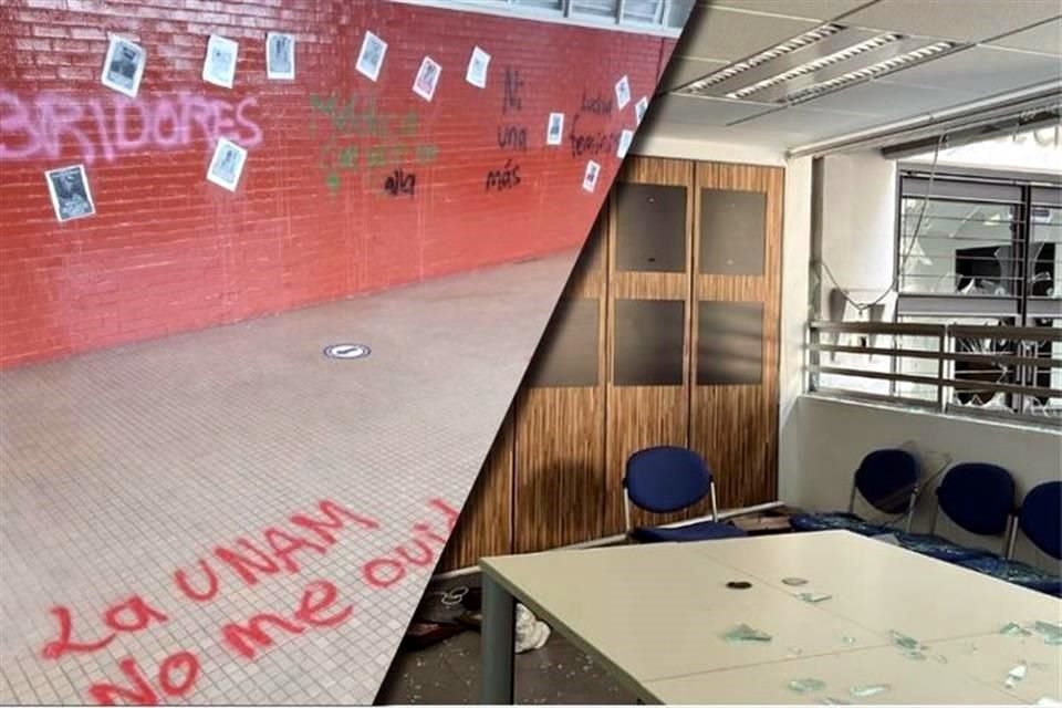 La Facultad de Medicina de la UNAM registró destrozos y pintas por parte de alumnas que acusaron a autoridades de ignorar denuncias sobre acoso y violencia de género.