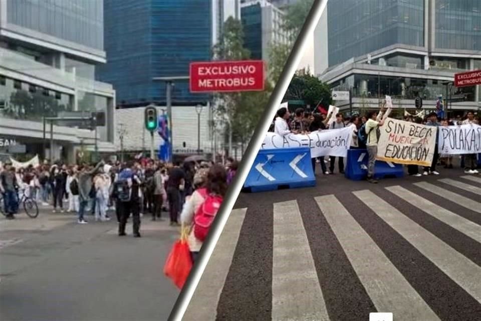 Alumnos de la UNAM decidieron armar un bloqueo en la CDMX para reclamar a Federación y autoridades universitarias el pago oportuno de las becas Elisa Acuña.