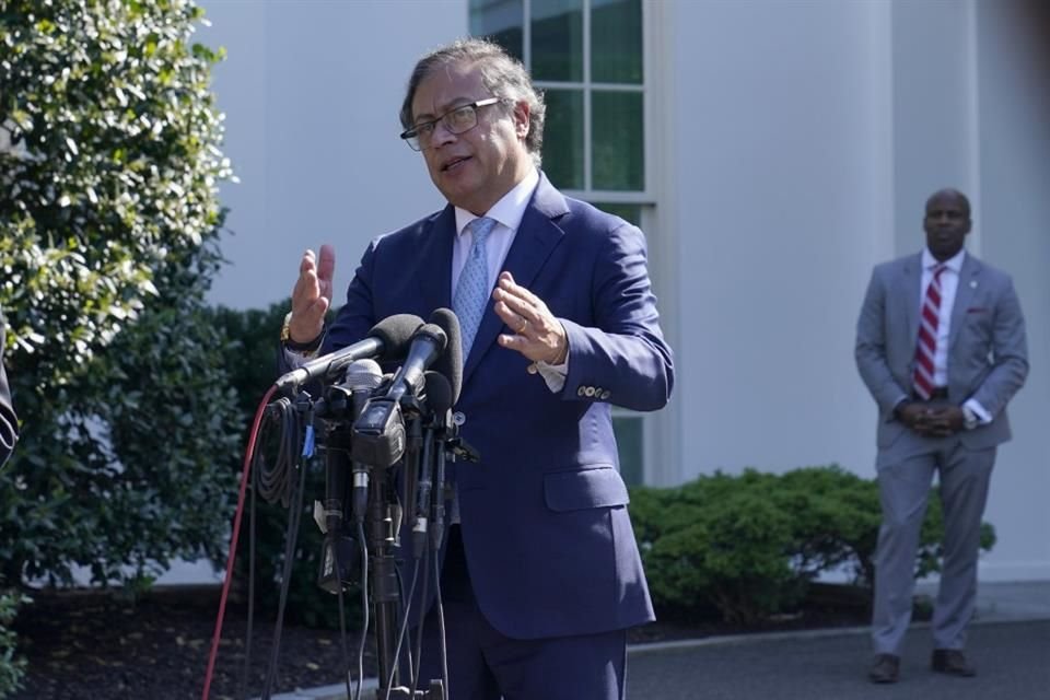 El Presidente Gustavo Petro habló frente a la prensa después de su reunión con su homólogo estadounidense Joe Biden.