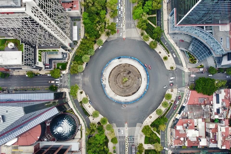 La glorieta de la Calle Niza y Paseo de la Reforma fue sometida a una serie de trabajos que buscan mejorar el proceso de adaptación del nuevo ahuehuete.