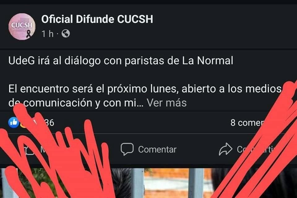 En la página Oficial Difunde CUCSH se compartió un boletín donde se anunciaba un diálogo abierto entre los paristas y la universidad, pero los manifestantes señalan que nunca se acordó tal cosa.