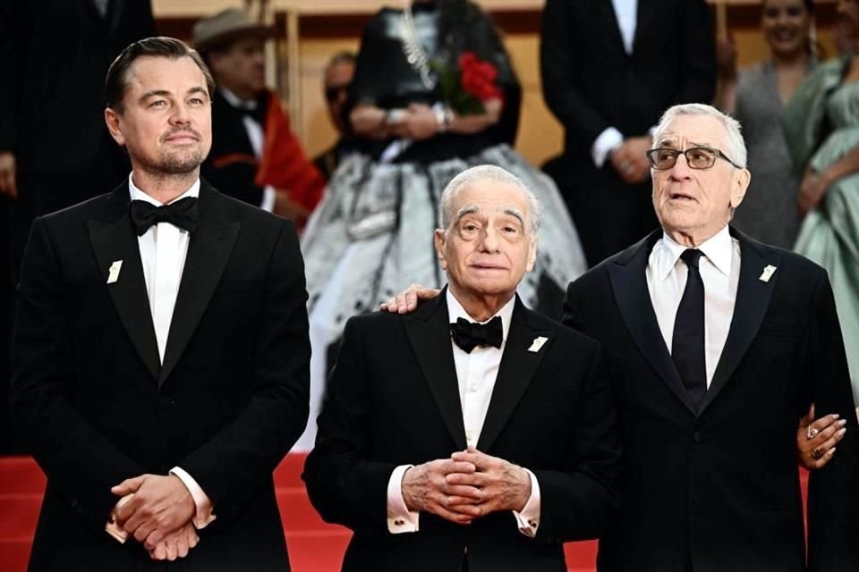 Martin Scorsese, Robert De Niro y Leonardo DiCaprio presentaron juntos el thriller 'Killers of the Flower Moon', en el Festival de Cannes.