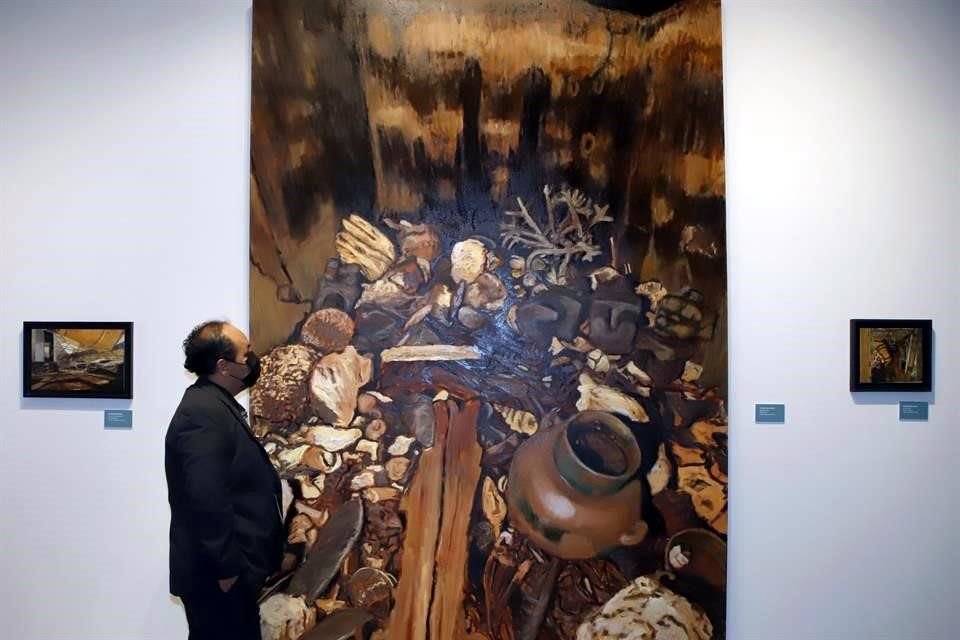 La serie expuesta se inspira en las excavaciones al alrededor del Templo Mayor.