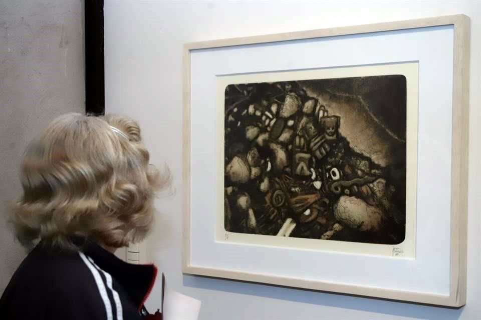 La serie expuesta se inspira en las excavaciones al alrededor del Templo Mayor.