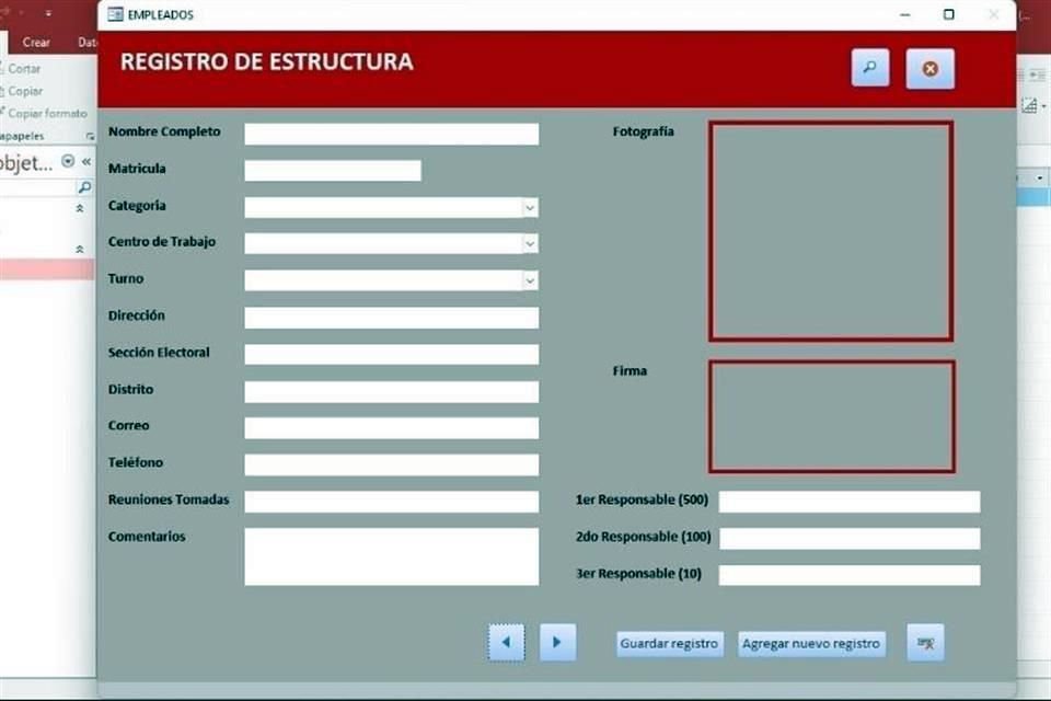 En la plataforma se debe anotar un nombre, matrícula, categoría, centro de trabajo, turno, dirección, sección electoral, distrito, reuniones 'tomadas', así como datos para contactarlos.