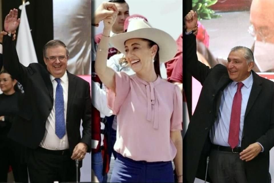 Claudia Sheinbaum, Adán Augusto López y Marcelo Ebrard, aspirantes a candidatura de Morena, festejaron triunfo de Delfina Gómez en Edomex.