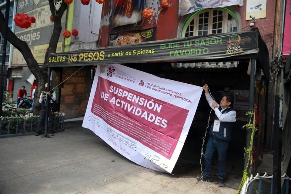 LA PAOT suspendió los bares A Dios le pido, La Chelestial, La Terraza, Cueva de Lobos, y La Continental, por contaminación acústica.