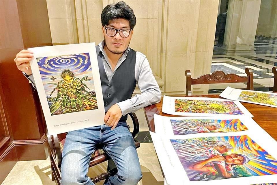 Jorge Domínguez Cruz, discípulo del pintor Nahúm B. Zenil, busca abrirse paso en el arte.