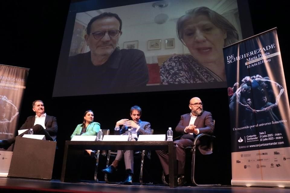 El Arbi El Harti y María Pagés se conectaron desde Madrid a la conferencia con Juan Villa, director de difusión cultural del Tec de Monterrey; Melissa Segura, titular de Cultura de Nuevo León; Juan Duarte, Embajador de España en México, e Igor Lozada, coordinador de difusión cultural de la UDG.